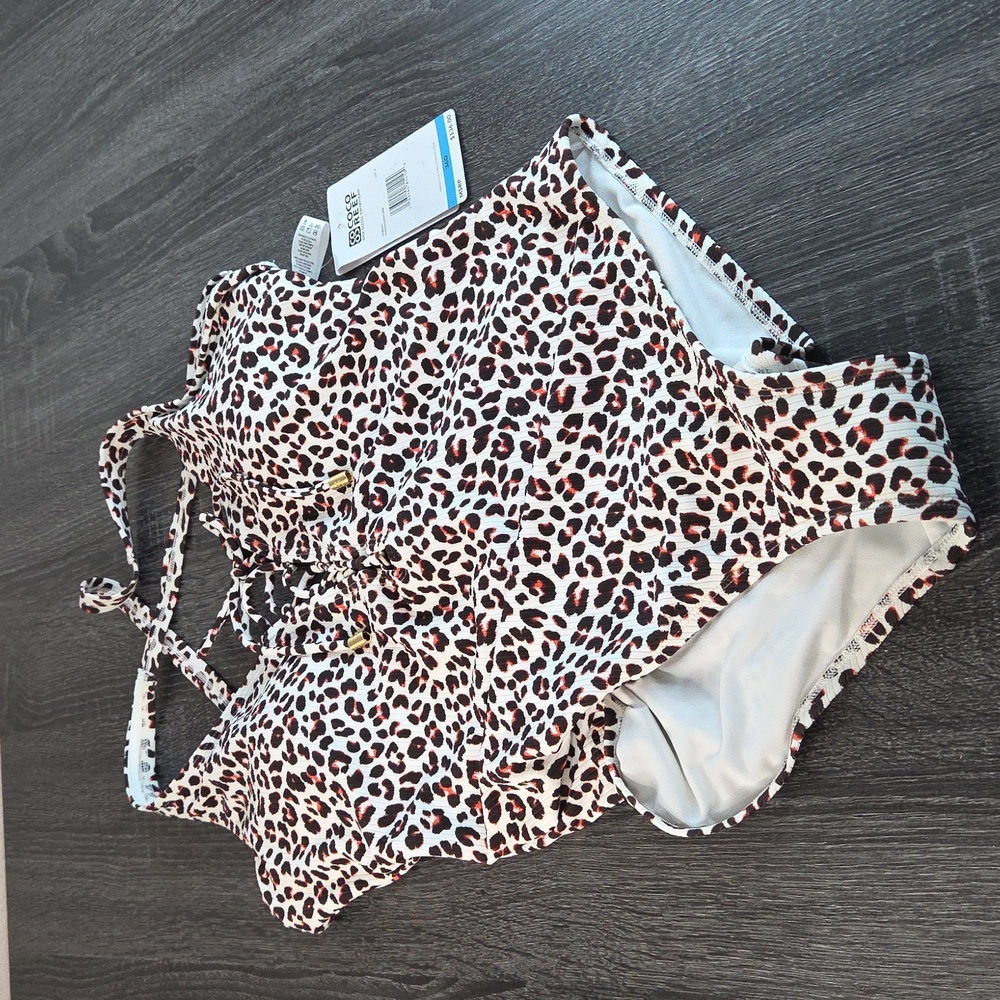Coco Reef NWT Womans Swim Suit 36D Nylan Spandex One Piece Animal Print Brown.
